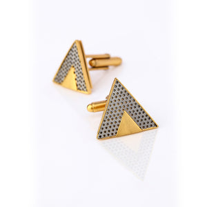 Gold Toned Cuff Links With Perforated Steel Detail