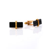 Gold Toned Curved Cuff Links With Rectangular Black Acrylic