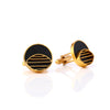 Gold Toned Circle Cuff Links With Eyelet Detail