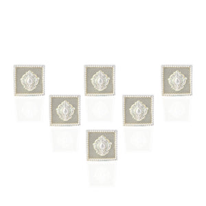 Silver Toned Square Emblem Sherwani Buttons