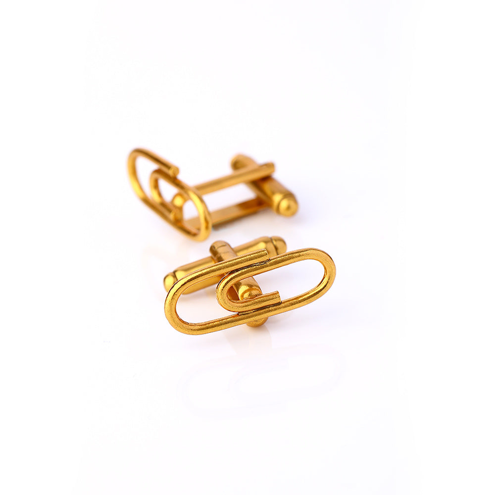 Gold Toned Paper Clip Cuff Links