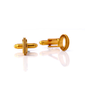 Gold Toned Textured Ring Cuff Links