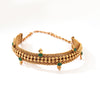 GOLD PLATED BALL CHAIN CHOKER WITH  green Crystals