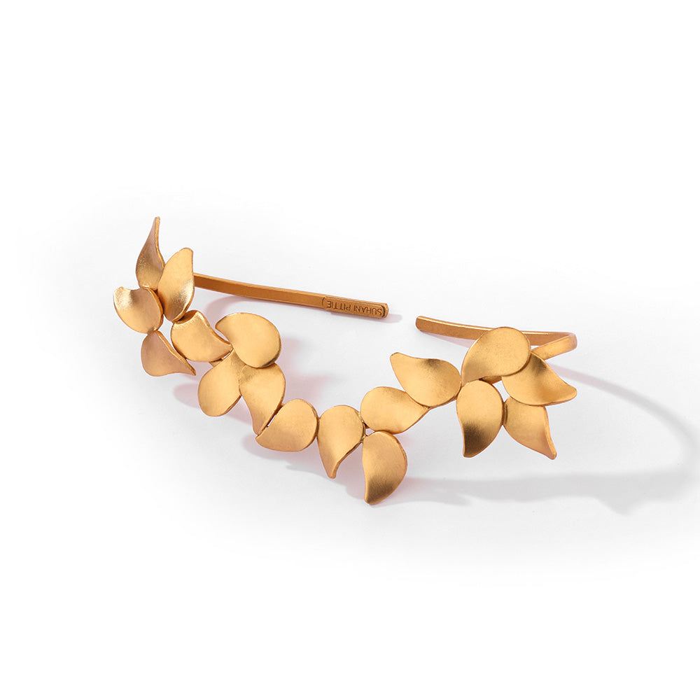 GOLD PLATED LEAVES PALM CUFF