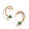 GOLD PLATED BALL CHAIN & 3 GREEN OVAL CRYSTAL EARCUFF