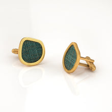 Load image into Gallery viewer, BOLD ASYMMETRICAL CUFFLINK WITH TEXTILE DETAILING
