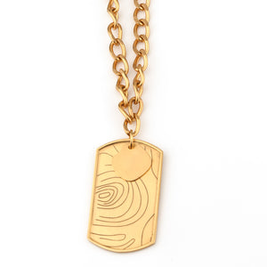 MILITARY TAG CHAIN LINK NECKLACE WITH ORGANIC IMPRINT