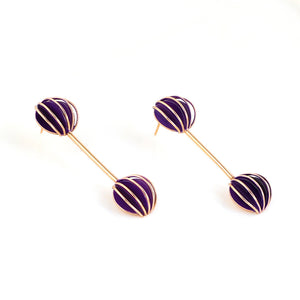 Purple Anemone and Pearls Gold Plated Earings