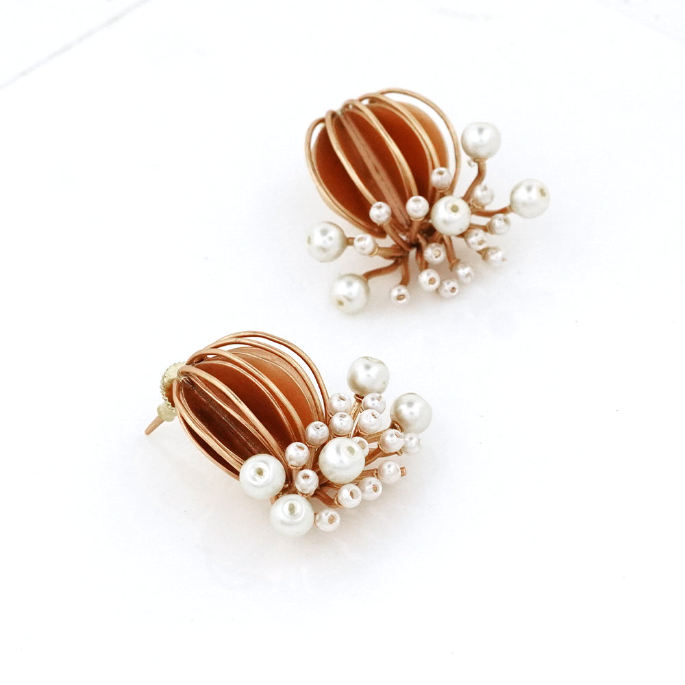 Gold Plated Pearl studs worn by Malavika Nair