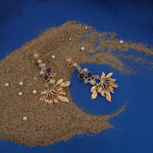 Load image into Gallery viewer, Gold Plated Leaf Inspired Pearl Earrings
