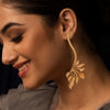 Gold Plated Leaf Inspired Drop Earrings