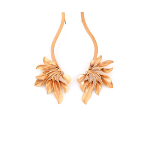 Gold Plated Leaf Inspired Drop Earrings