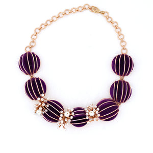 Purple Anemone and Pearls Necklace