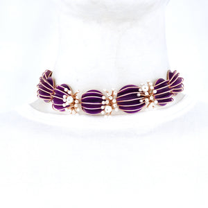 Purple Anemone and Pearls Necklace