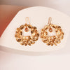 GOLD PLATED ROUND SERRATE AND PEACH XTL DROP EARRING