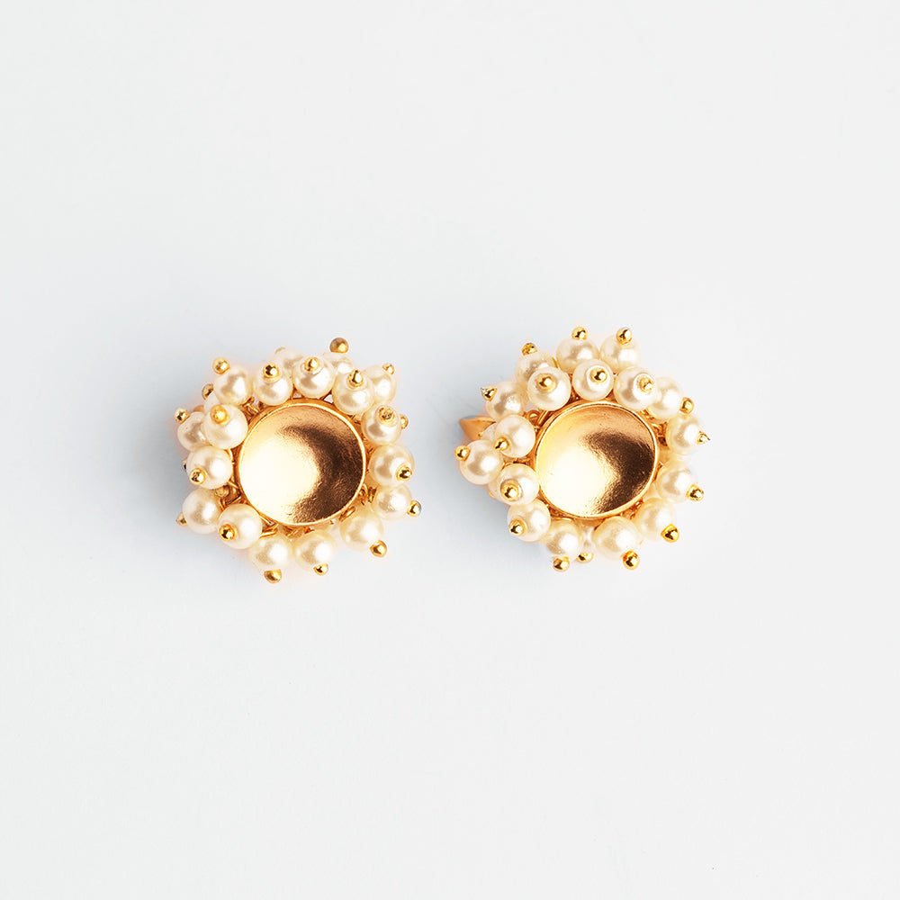 Buy Gold Plated Pearl Bunch Ear Buttons Online | Suhani Pittie