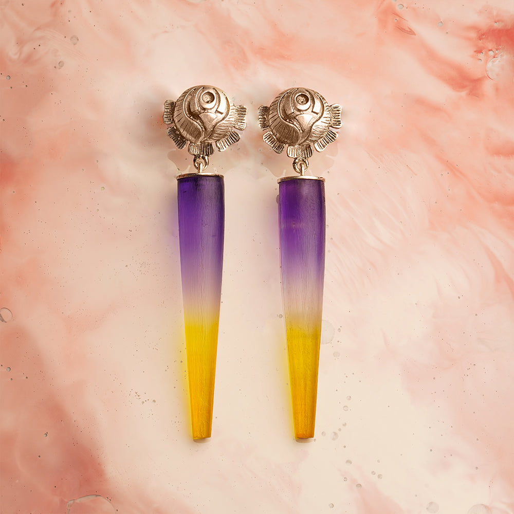 Limited Edition Coloured Acrylic and rose earring