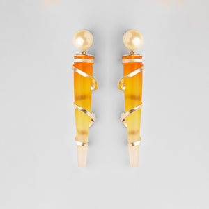 Limited Edition Coloured Acrylic and Pearl earring worn by cathrine tresa