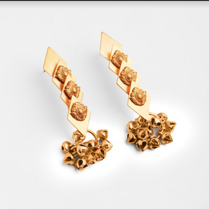 GOLD PLATED KITE SHAPE AND GHUNGROO EARRING
