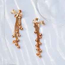 Load image into Gallery viewer, GOLD PLATED SERRATE AND TASSEL CHAIN GHUNGROO EARRING WORN BY ANU IMMANUEL
