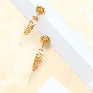 gold-rose-&-filigree-cone-earrings