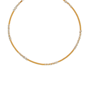Yellow Cord & Silver Spiral Collar Necklace