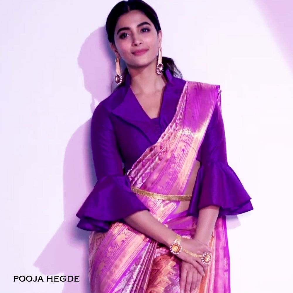 Gold Toned Sun Haatphool with Rubies & Pearls worn by pooja hegde