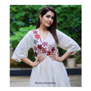 Oxidised Silver Square Ring with Coins & Kundan Details Worn by Raashi Khanna