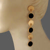GOLD PLATED BLACK AC DOT & ROUND BRICK LONG EARRING WITH BACOPA ON IT