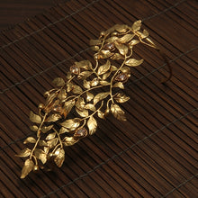 Load image into Gallery viewer, gold-foliage-glove-hathphool-with-crystals

