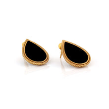 Load image into Gallery viewer, GOLD TONED AND BLACK PETAL STUD EARRINGS
