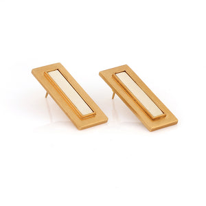 gold-&-silver-toned-double-rectangle-stud-earrings
