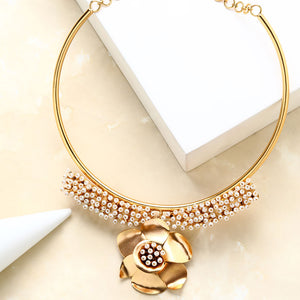 Gold Pearl & Buttercup Collar Necklace