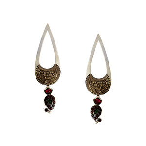 Sterling Silver Drop Earrings with Paisley Motifs