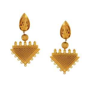 Gold Ganesha Triangle Drop Earrings