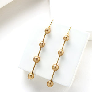 Gold Toned 'String of Beads' Drop Earrings