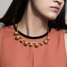 Load image into Gallery viewer, Gold Toned Collar Necklace with Ball Details
