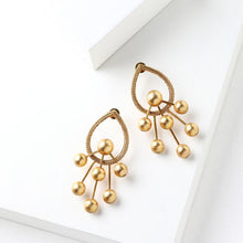 Load image into Gallery viewer, Gold Toned Linked Ball Drop Earrings
