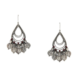 Oxidised Silver Tribal Bali Earrings with Crystals Worn By Keerthy Suresh