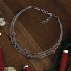 Oxidised Silver Multi-Line Necklace with Pink Crystals