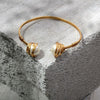 Gold Toned Open Cuff with Wrapped Pearls