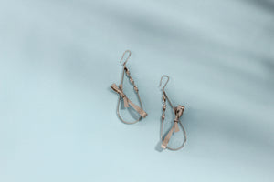 CHROME PLATING TWISTED AND PATTI DROP EARRING
