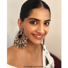 Load image into Gallery viewer, Oxidised 92.5 Silver Double Coin Bali Earrings worn by Sonam Kapoor
