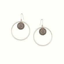Load image into Gallery viewer, Sterling Silver Hoop Earrings with Floral Motifs
