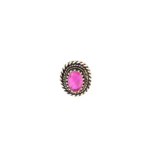 Load image into Gallery viewer, 92.5 SILVER 3 LINE TWISTED WIRE NOSE BUTTON WITH PINK XTL ON IT
