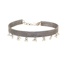 Load image into Gallery viewer, Sterling Silver Twisted Lines Choker Necklace with Pearls
