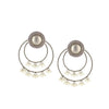 Sterling Silver Twister Lines Bali Earrings with Pearls