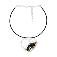 Load image into Gallery viewer, black-cord-necklace-with-sterling-silver-heart-pendant-and-marbled-agate-stone
