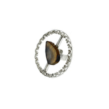 Load image into Gallery viewer, STERLING SILVER CIRCULAR FILIGREE RING WITH AGATE STONE

