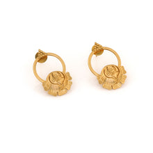 Load image into Gallery viewer, GOLD TONED ROSE CIRCLE STUD EARRINGS
